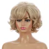 Perruques synthétiques Perruque blonde mixte courte perruques synthétiques bouclées moelleuses pour femmes blanches fête quotidienne faux cheveux perruques avec frange aspect naturel 240329