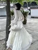 Casual Dresses Onalippa Sweet Multi Ruffles Maxi Dress V Neck Fairy Wind Flare Long Sleeves Gentle Elastic High Waist Vestidos