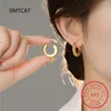 Hoop Earrings 925 Sterling Silver Minimalist Punk Glossy Geometry Huggies Earring For Women Men Fashion Gothic Jewelry Ear Buckle MEJ738