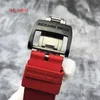 RM Watch Collection Montre en cristal RM011-FM Montre pour hommes NTPT Matériau en fibre de carbone Chronographe creux Montre mécanique Type de baril