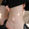 Ins 18K Gold Kreuz Kristall Fußkettchen Kette für Damen Sommerschmuck