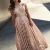 أزياء Rose Gold Sequined Bling Prom Dresses Ordics Off the Counder Hostedless Clastal Cocktail Pageant Dress Cheap3541313