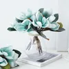 Dekorativa blommor konstgjorda magnolia rose verklig beröring vacker simulering med blad diy handgjorda bröllopsfest hem dekoration