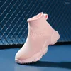 Walking Shoes High Top Comfortable Boys Girls Breathable Sneakers Kids Children Casual Sports Shoe Socks Loafers Size 27-38