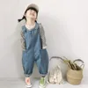 Unisex Child Jean Pants Baby Boy Solid Denim Overalls Infant Jumpsuit Childrens Clothing Kids Overalls Autumn Girls Outfits 240305