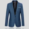 Mannen Blazers Slanke Herfst Pak Blazer Zakelijk Formeel Feest Mannelijke Pak Een Knop Revers Casual Lange Mouwen Zakken Top Plus Size 240318