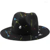 Berets Einfache Sommer Mädchen Strohhut Frauen Breite Krempe Strand Quaste Graffiti Cap Casual Damen Sonne Flache Top Panama