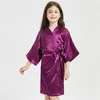 Rompers Girls Night Gowns Silk Spa Party Robes Kids Satin Solid Silky Bathrobe Children Kimono Dressing Wedding Birthday