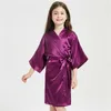 Strampler Mädchen Nachtkleider Seide Spa Party Roben Kinder Satin Solid Seidiger Bademantel Kinder Kimono Dressing Hochzeit Geburtstag