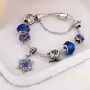 Luxury blue starry bracelet female wholesale DIY fairy tale Christmas diamond-encrusted snowflake glass beaded bracelet Fashion Accessories