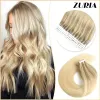 Extensions ZURIA 12/16/20/24 ''Mini bande humaine droite dans les Extensions de cheveux adhésif de trame de peau Invisible naturel pour les femmes postiche blonde