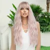 Synthetic Wigs NAMM Long Wavy Middle Part Pink Wig for Women Daily Party Ombre Synthetic Lavender Hair Blonde top dye Wig Heat Resistant Fiber 240329