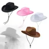 Berets Cowboy Hat Lightweight With Adjustable Chin Strap Sun Protection For Props Themed Party Beach Stage Performance Cosplay