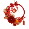 Couronne de fleurs décoratives de l'année chinoise, décoration de porte d'entrée, fleurs artificielles suspendues pour vacances, Festival intérieur, mur extérieur
