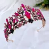 Hair Clips Baroque Crowns Women Accessories Wedding Hairwear Bridal Headpiece Engagement Ornaments Rose Red Color Coronets YQ240