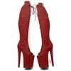 Dance Shoes Leecabe 23CM/9inches Suede Upper Open Toe Fashion Lady High Heel Platform Pole Boots