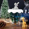 Tasses en verre cuillère à thé couvercles pour enfants de noël et agitateurs étoiles tasse résistante à la chaleur pour Noel double paroi cadeau café avec tasses à thé au lait