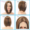 Wigs Short Highlight Bob Straight Wig Synthetic Blonde Ombre Brown Middle Part Hair For Women Party Cosplay Wig