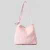 Totes Candy Color Ruched Canvas Tote Bag Knotted Women Shoulder Bags Casual Large Capacity Simple Big Shopper Purses 2024