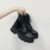 Boots comemore Women Boot Black Mesh Lace Up 2021 New Punk Gothic Women's Fomen's Boots Platform Shoes Women Summer Boots Tamanho 40