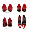 Elbise ayakkabıları kadın kadın pompalar çıplak kırmızı beyaz şerit renk med ince yüksek topuklu bayan gerçek patent sivri ayak parmağı ofis a002