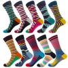 Chaussettes longues à rayures en coton peigné pour hommes, chaussettes Hip Hop pour femmes, chaussettes Harajuku à carreaux et diamants, cadeaux d'affaires amusants pour hommes, 5 paires 240319