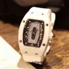 Business Leisure Richa Watch RM07-01 Automatisk mekanisk vit keramikfodral Tape Mill Women's Watch