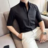 Camicie casual da uomo Plus Size 4XL Smoking mezza manica estiva per abbigliamento da uomo 2024 Semplice All Match Solid Business Abbigliamento formale Slim Fit