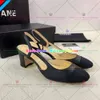 Kanał Kobiety Slingbacks Łańcuchy sandałowe Balet Flats Buty Espadrilles Sandals Panie Party Suknia ślubna buty Chunky High Heels Pumple Mokorki 536