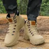 Skor gul utomhus öken män taktiska stövlar mocka läder vandringskor män sneakers lätt strid militär armé stövlar stor storlek