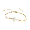 Strand Beads Cross Bracelet Adjustable For Friendship Gift Birthday Party