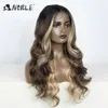 Synthetic Wigs Synthetic Wigs Noble Lace Front Wig Synthetic 28 Highlight Honey Brown Body Wave Wig Blonde Wigs For Women Lace Wig Synthetic Lace Front Wig 240327