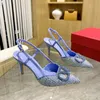 Sandales d'été à talons hauts pour femmes, chaussures de styliste élégantes avec strass, confortables, défilé de mode, grande taille, chaussures de mariage uniques