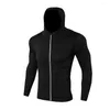 Men's Hoodies Men Hooded Zipper Jacket Solid Color Coat Quick Dry Sport Slim Fit Cardigan For Gym Outdoor Jogging