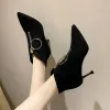 Buty obuwiowe na pięcie żeńskie buty do kostki striptizer bardzo wysokie obcasy botki seksowne zamszowe krótkie buty dla kobiet spiczaste palce gotowe