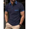 Designer korte mouwen Instagram zomer snelle uitverkoop heren poloshirt met kleurblokken en zak Sport {category}