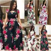 Basic Casual Dresses Womens Elegant Maxi Dress Retro Sexy Floral Dot Print Short Sleeve Boho Evening Dinner Party Hollow Out Dresses Robes 24319