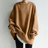 Felpe con cappuccio da donna pullover tinta unita da donna felpa con cappuccio casual a maniche lunghe girocollo pullover larghi abiti Y2k streetwear