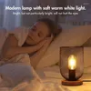 Table Lamps Retro Lamp Metal Cage Battery Operated LED Lantern Light With Wooden Base Decora Touch Bedside For Indoor Bedroom