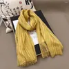 Scarves 2024 Woman's Solid Color Hollow Cotton And Linen Short Scarf Spring Autumn Thin Narrow Edition Sunscreen