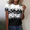 T-shirt da donna Donna Stampa floreale Top Tunica estiva Top Casual Moda streetwear con O-Collo Maniche corte Allentato per A