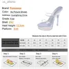 Kleidschuhe Kleidschuhe Hausschuhe Transparente wasserdichte Plattform Dünner Absatz Damenmodenschau PVC-Sandalen 2022 Neue Bling Strass High Heels BL3A H240321