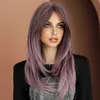 Synthetic Wigs NAMM Pink Purple Gradient Wig Long Curly Hai Wigs for Women Daily Cosplay Synthetic Fluffy Lavender Synthetic Wig Heat Resistant 240328 240327