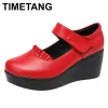 Stövlar Timetang 6 cm Medium Heel Platform Shoes For Women 2020 Platform Round Head Red Big Size 32 till 43 Woman Shoes High Heels