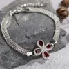 Silver Sterling Four Leaf Clover Necklace Inset Natural Garnet Topaz Diopside Gem High Grade Pendant Wholesale