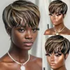 Synthetische Perücken, Cosplay-Perücken, kurz, gerade, Ombre, Schwarz, Hellblond, Honiggold, Highlight, synthetisches Pixie-Schnitt-Haar, Bob-Perücke, günstige Perücken für schwarze Frauen, 240329