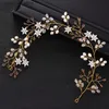 Diademi Nuovi accessori per capelli da sposa Perla di cristallo Fascia per capelli Prom Copricapo in oro Accessori per capelli da sposa Accessori per copricapo da sposa Y240319