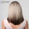 Syntetyczne peruki Cosplay peruki Gemma długie proste syntetyczne peruki dla kobiet Omber Brown Platinum podświetla się z ciemnymi korzeniami Cosplay odpornymi na ciepło włosów 240329