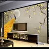 Wallpapers Wellyu Papel De Parede Para Quarto Custom Wallpaper Chinese Pruimenbloesem Pauw Achtergrond Decoratief Schilderwerk Tapety