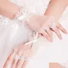 Bridal Gloves Ivory Lace Mittens Short Wedding Party Fingerless Accessories Mariage High Quality Drop Delivery Events Dhdk4